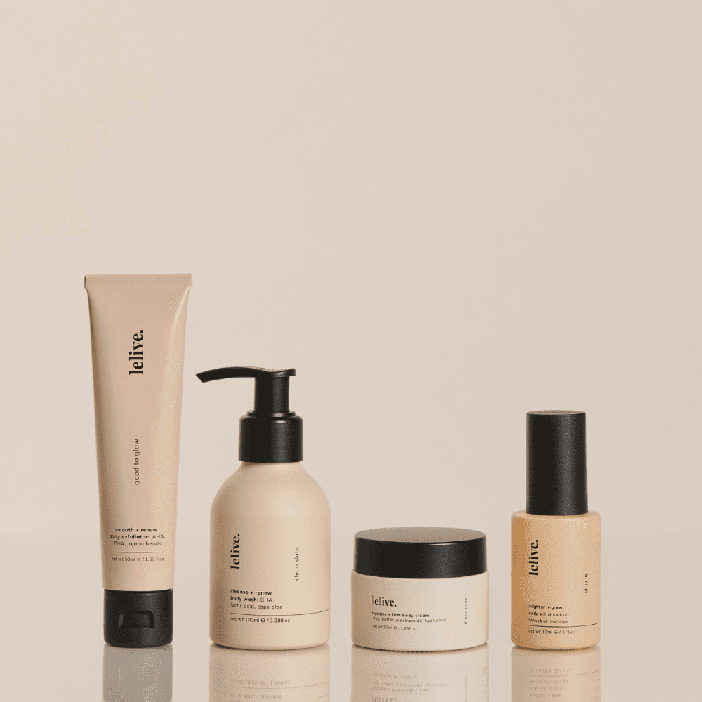 Compact 4 piece mini body travel set for efficient and convenient use during journeys