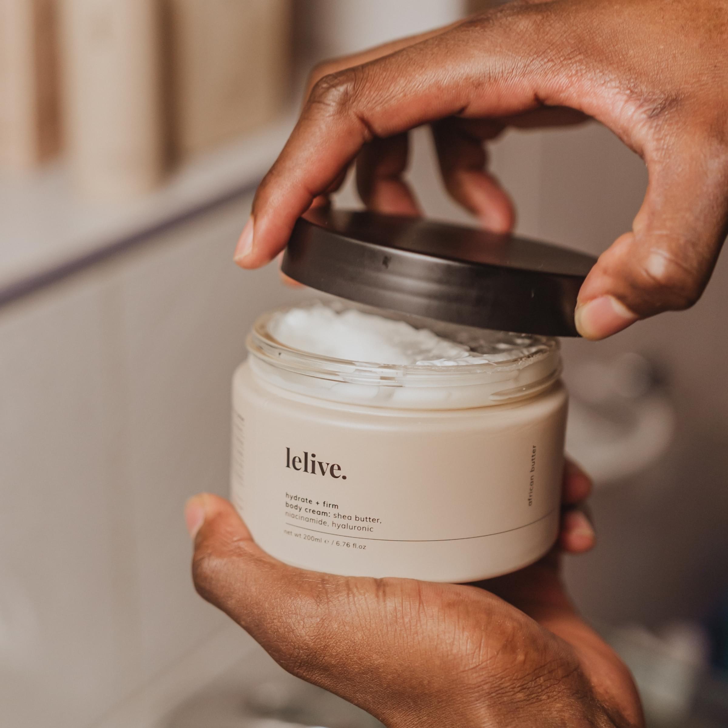 Firming body cream with shea butter, hydrating body butter moisturizer for smooth and toned skin