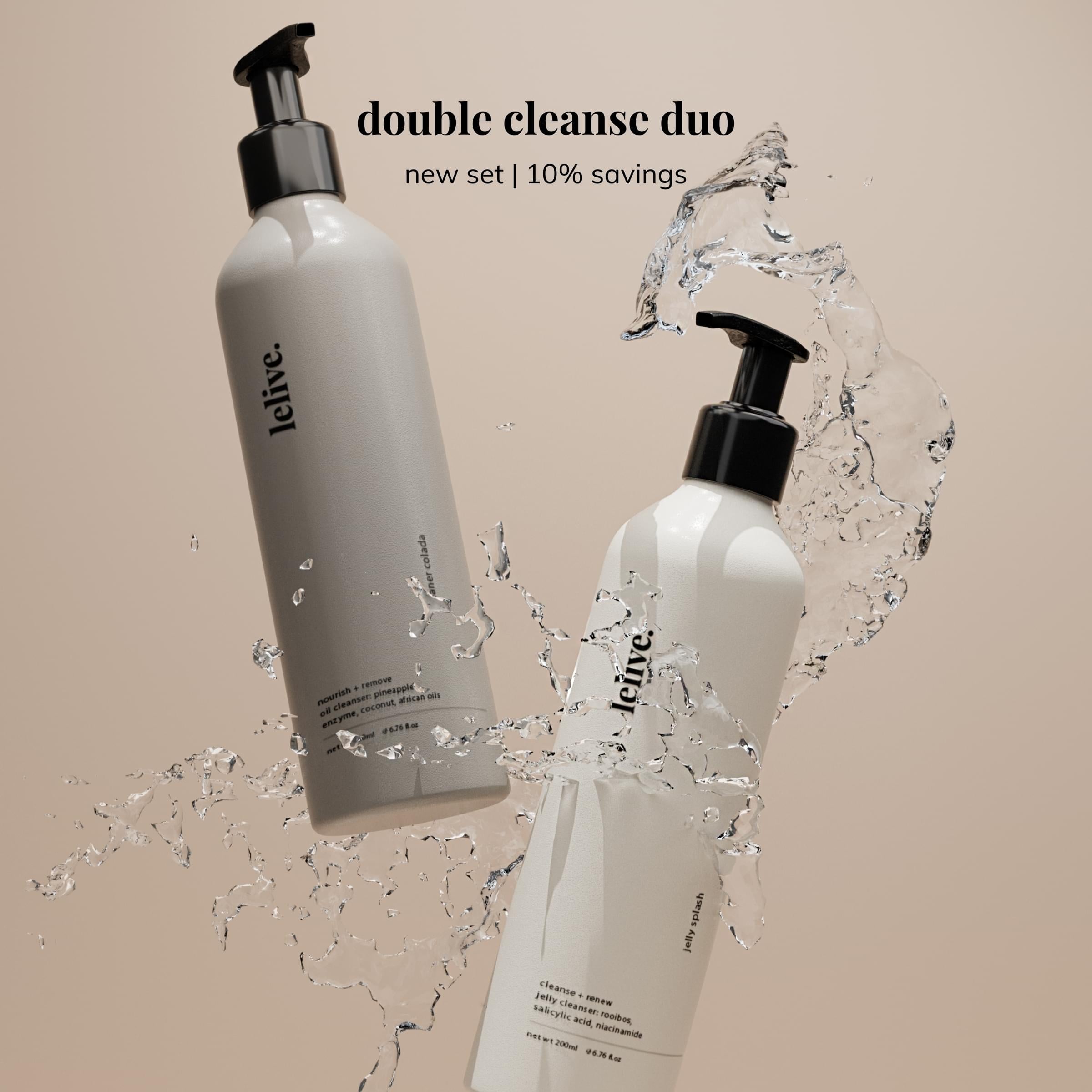 Double cleanse routine featuring oil cleanser and jelly cleanser for effective 2 cleansers skincare method