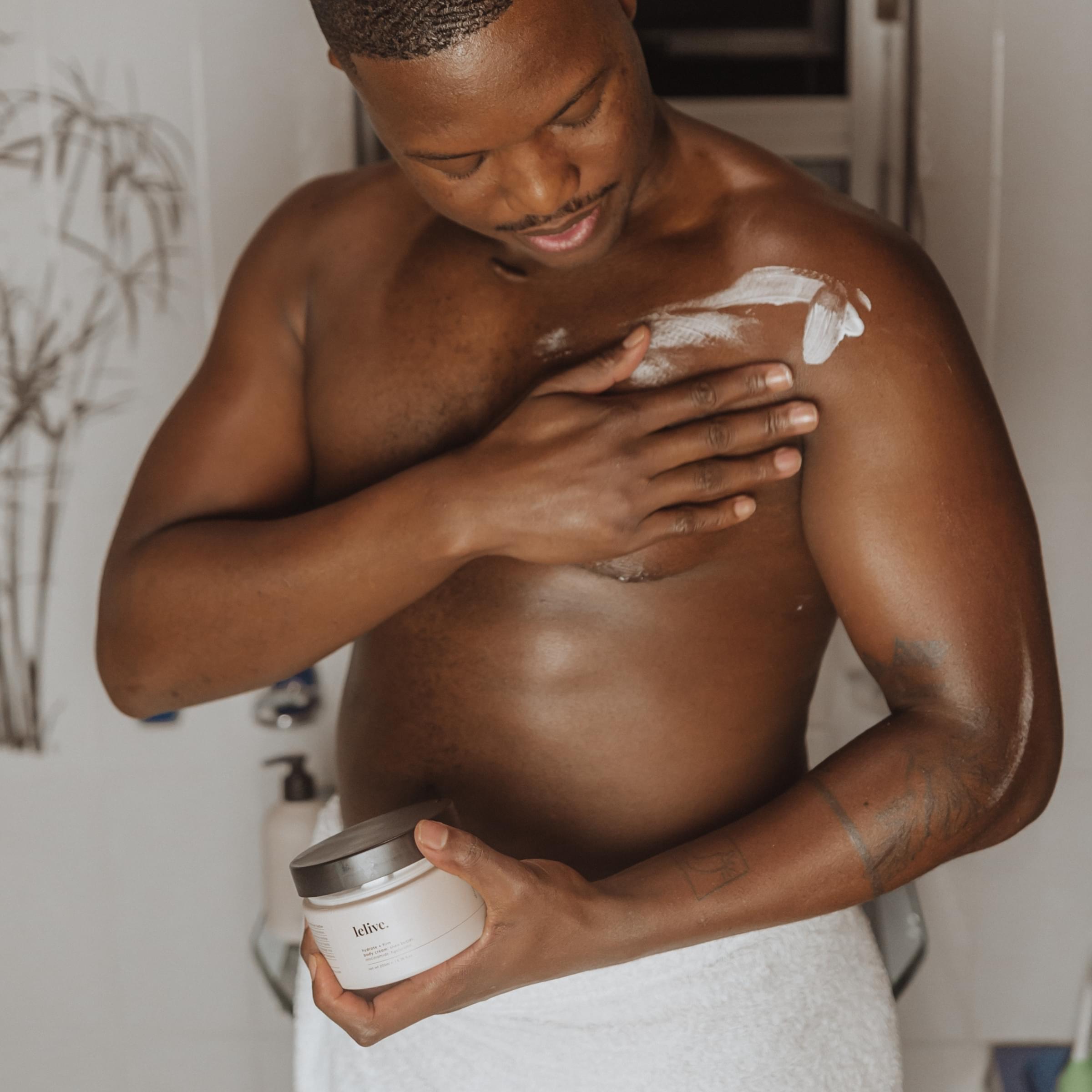 Firming body cream with shea butter, hydrating body butter moisturizer for smooth and toned skin