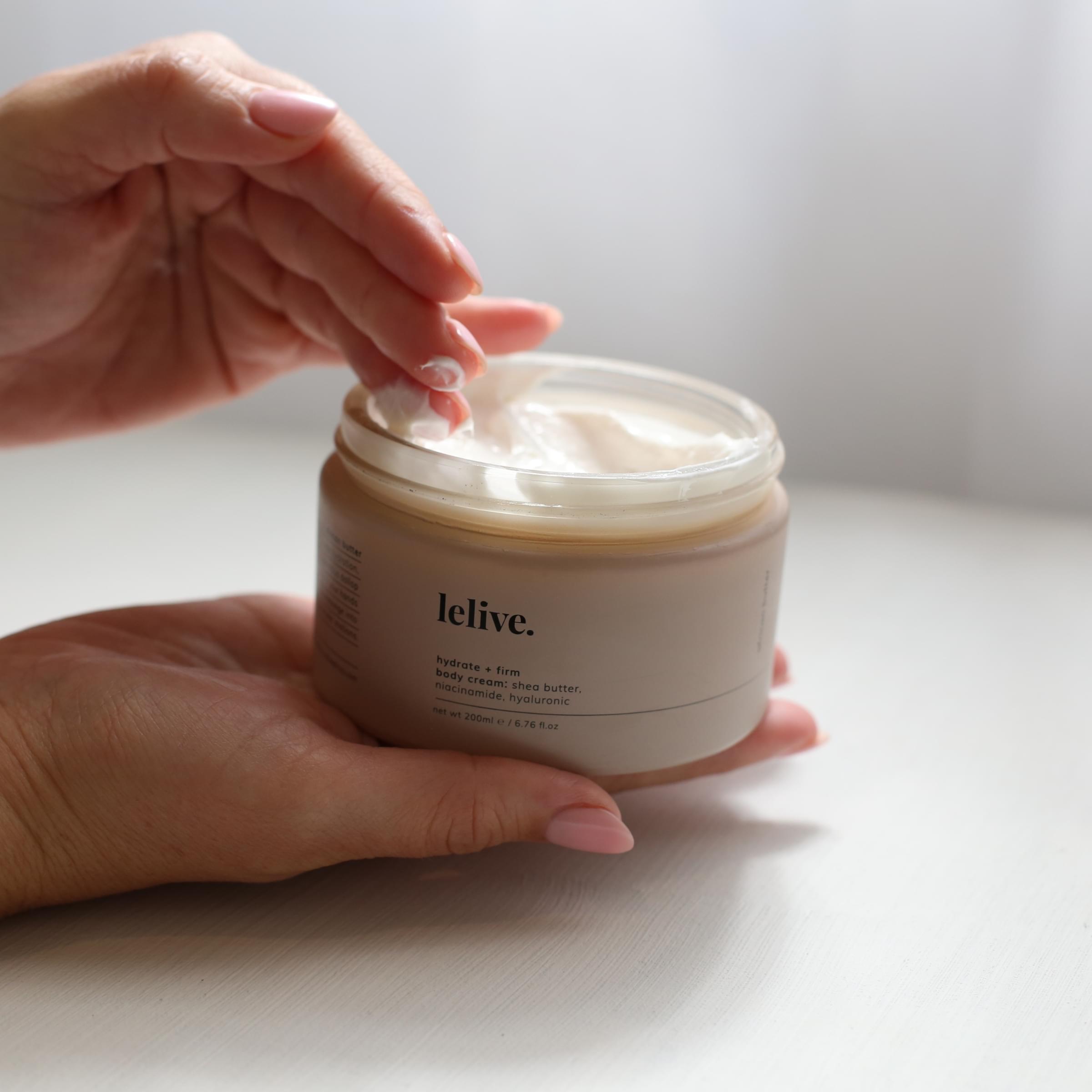 Firming body cream with shea butter, hydrating body butter moisturizer for smooth and toned skin