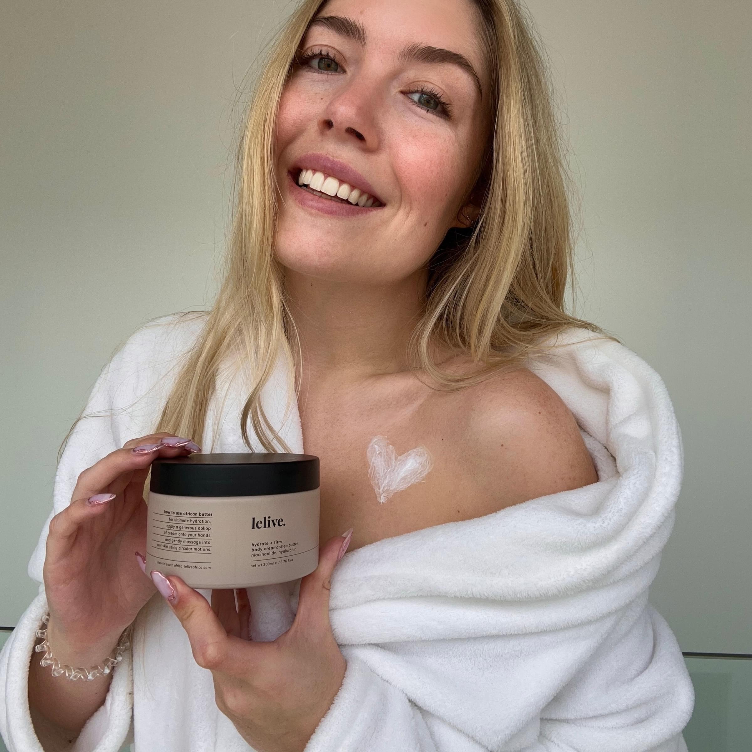 Firming body cream with shea butter, hydrating body butter moisturizer for smooth and toned skin