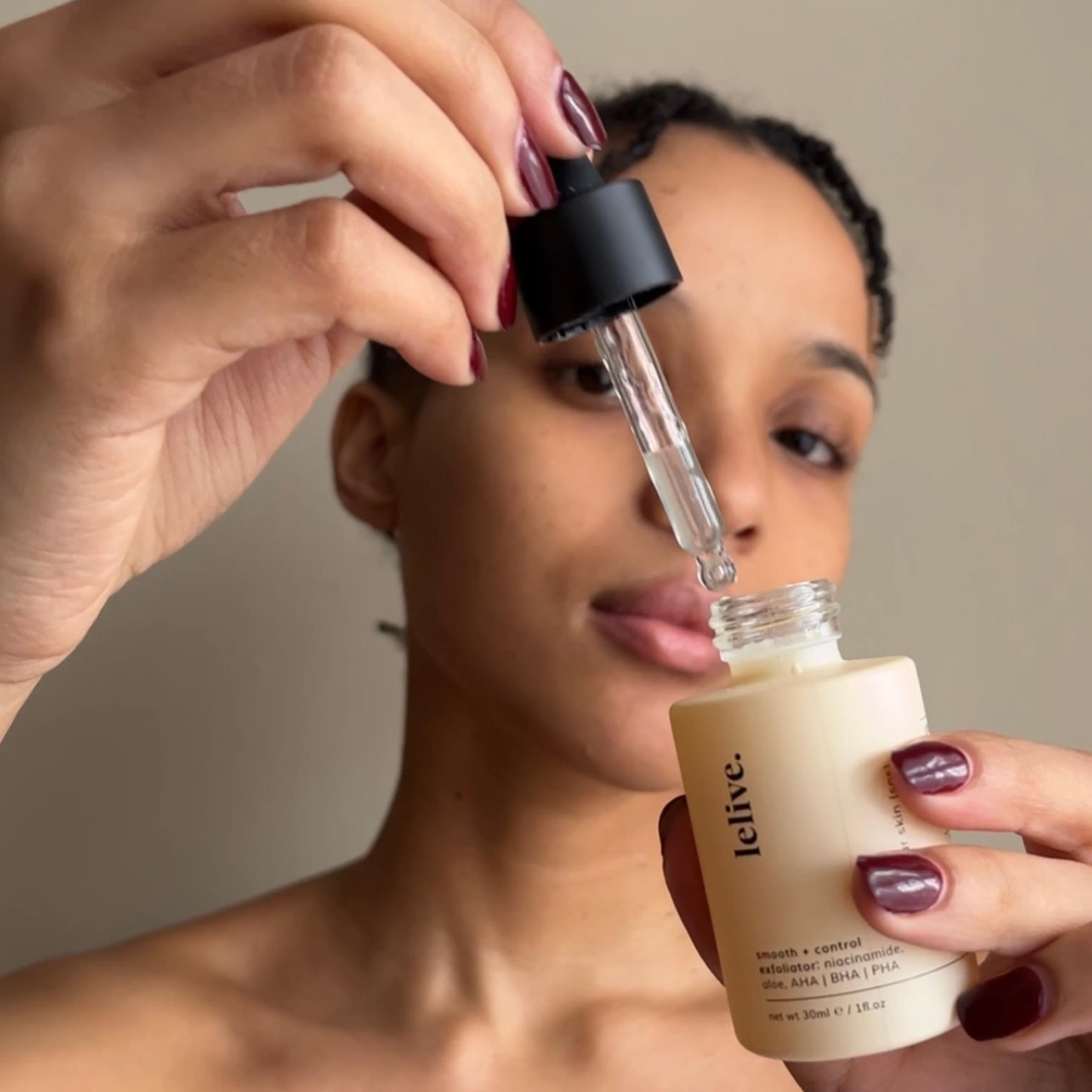 Skincare product featuring AHA and BHA for effective exfoliation and clear skin enhancement
