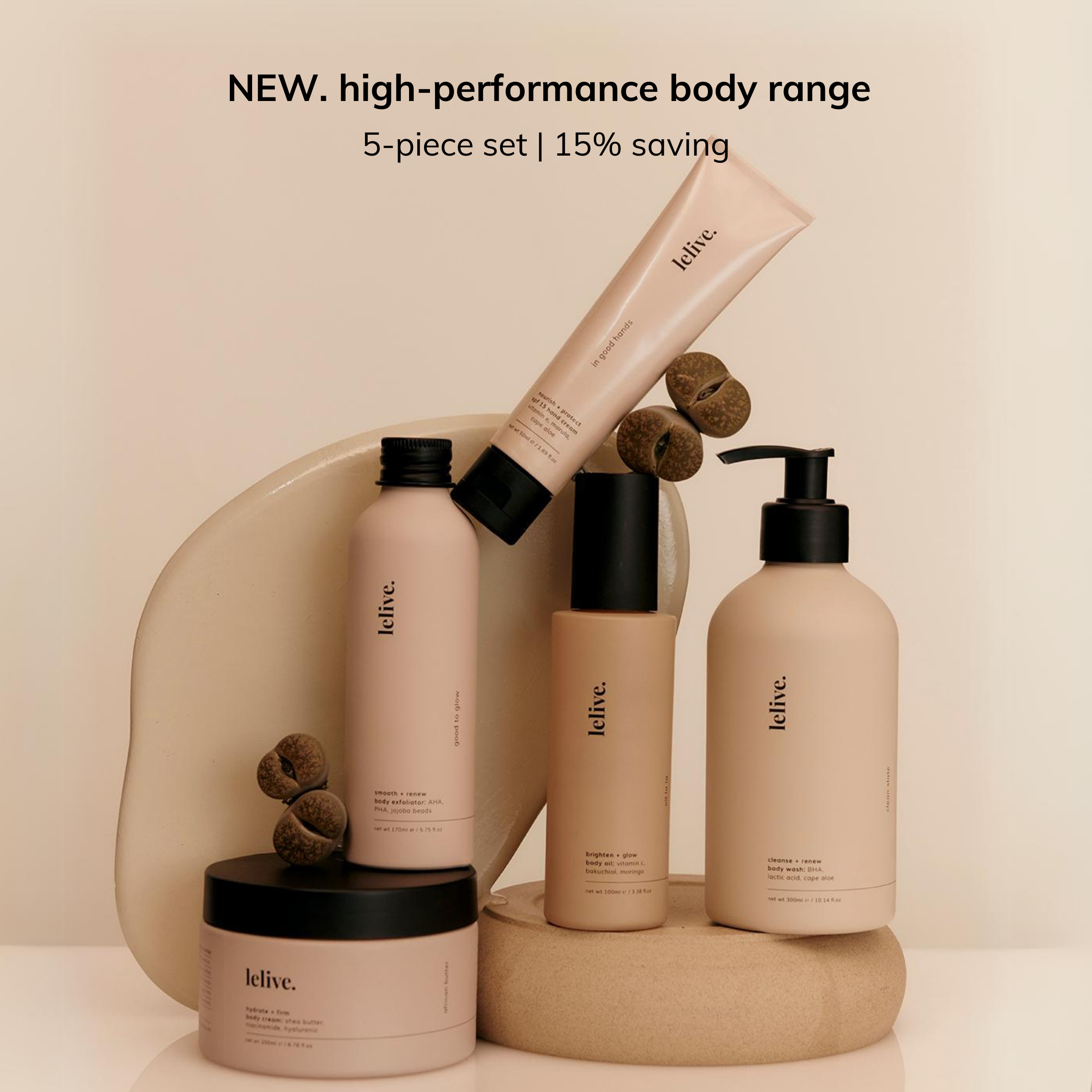 5-piece set | own the lelive body range