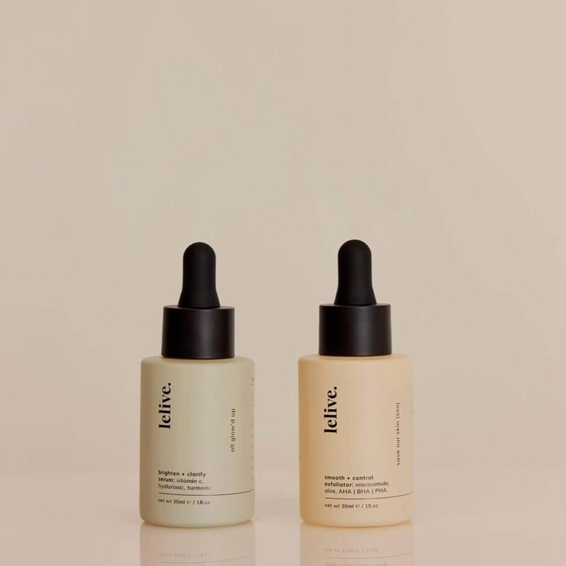 am + pm serum kit | clarify + exfoliate - lelive