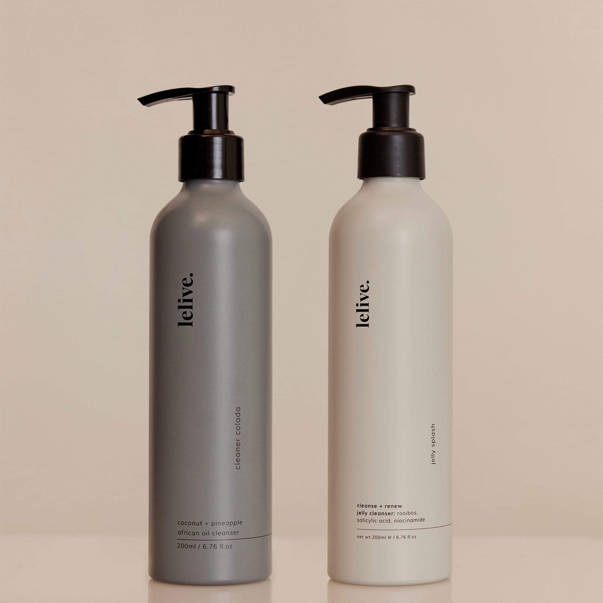 Double cleanse routine featuring oil cleanser and jelly cleanser for effective 2 cleansers skincare method